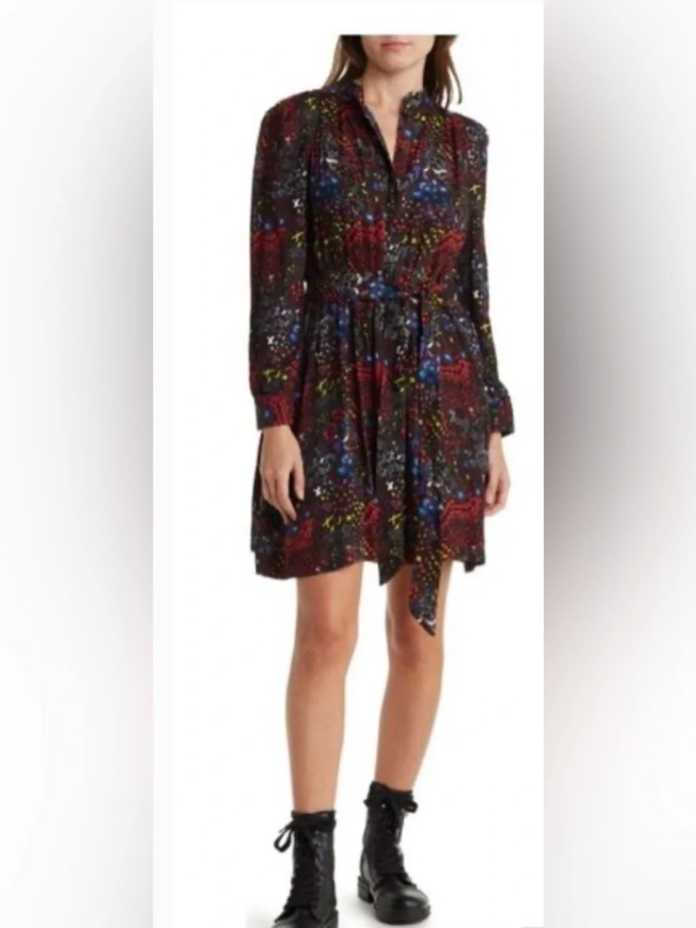 Zadig & Voltaire Black Multi-Color Printed Wrap Dress new with tags extra button - Picture 7 of 11